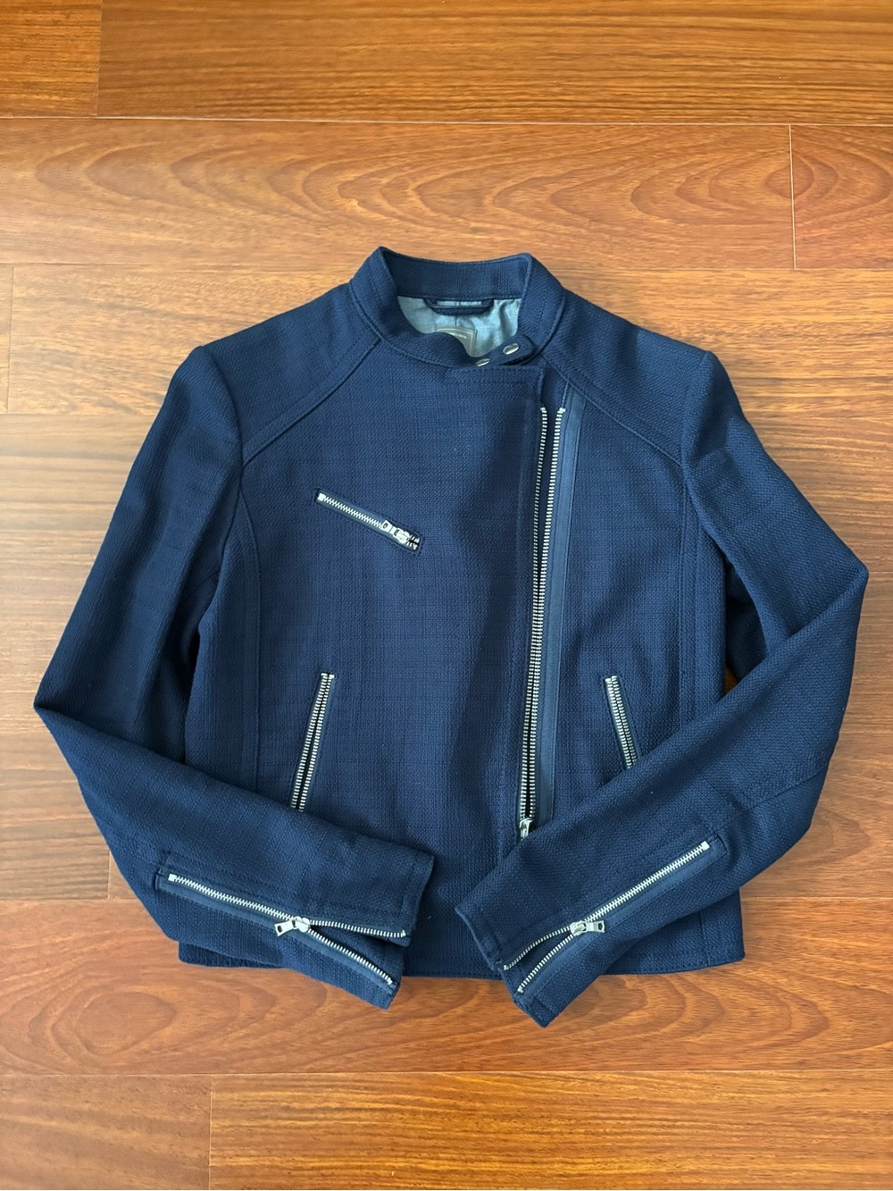 GAP Navy Zip-Front Bomber Jacket with Silver Hardware